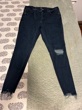 Express Dark Blue Women's Ripped Skinny Jeans